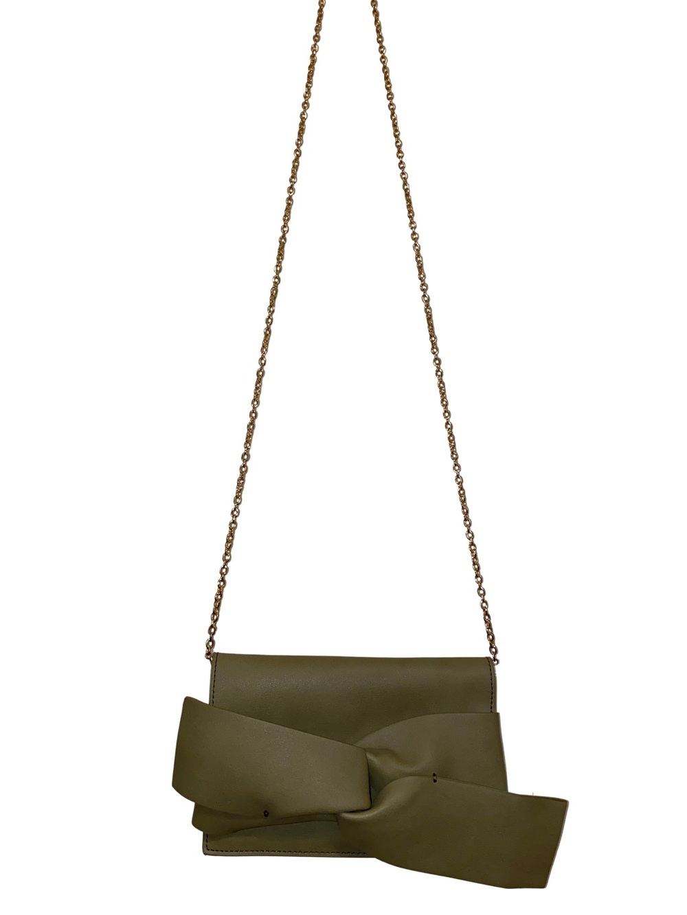 Olive Sage Green Knot-Front Crossbody Bag
